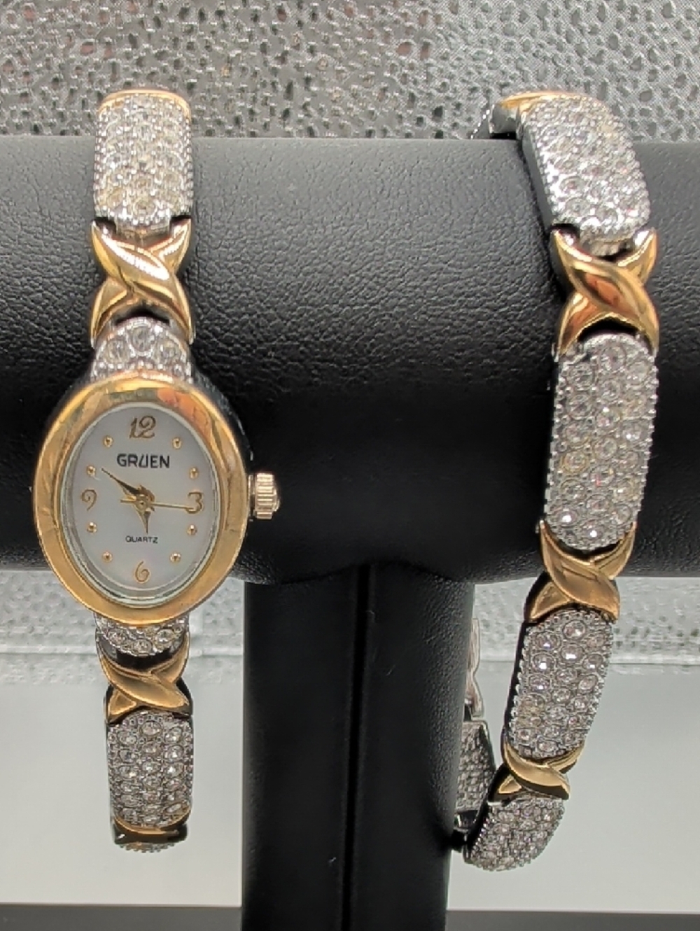 Gruen Gold & Silver Crystal Bracelet Watch Set - Gold and Silver - Picture 8 of 12